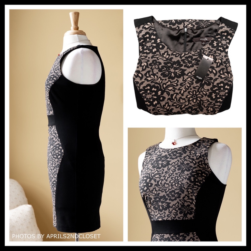 BLACK SLEEVELESS MINI BODYCON KNIT SHIFT DRESS A2C - Picture 4 of 8
